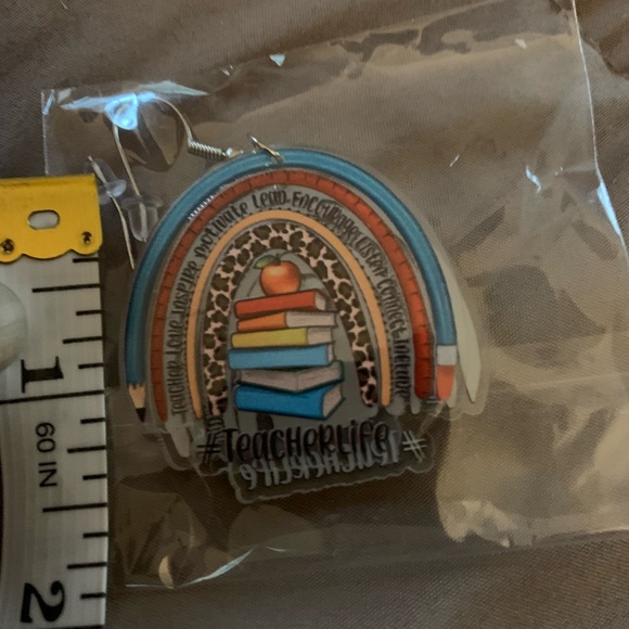 NEW! #Teacherlife Rainbow Acrylic Earrings - Picture 2 of 2